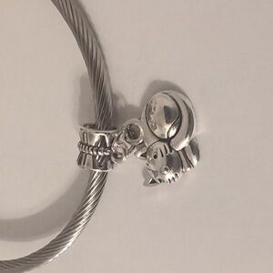 Silver Kitty Cat Dangle Charm for‎ Pandora Style Bracelet